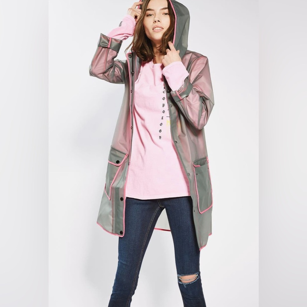 Topshop Piped Mac Rain Jacket